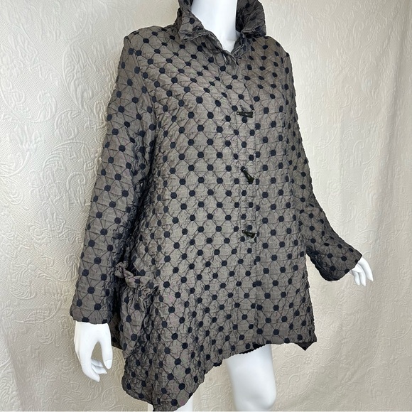 Moonlight Wired Collar Polka Dot Chopstick Button Swing Jacket w/Pocket - Picture 1 of 16
